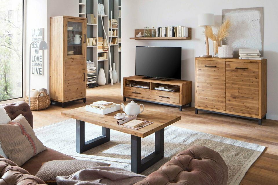 Anrichte Kommode + MASSIVHOLZ AKAZIE + NEU AUF LAGER – möbel-outlet-24